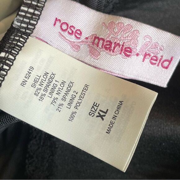 Rose Marie Reid Black White Polka Dot Halter Top Tummy Control Swimsuit, size XL - Picture 9 of 11